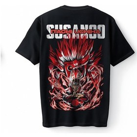 Resim Bumeta Itachi Uchiha Susanoo Anime Oversize Unisex Tişört T-shirt Siyah 