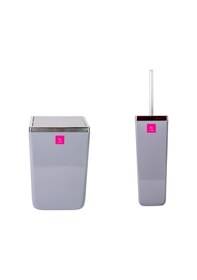 Resim Primanova Toskana Gri Tuvalet Fırçası ve 6Lt Çöp Kovası 