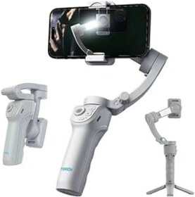 Resim NETWORK ART Toiko 3 Eksenli Akıllı Telefon Gimbal Stabilizer – Katlanabilir Bluetooth Gimbal Tripodlu, Dahili L 