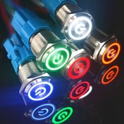 Resim 1 Set 16Mm 12-24V/220V LED Metal Buton Anahtarı Işık Kendiliğinden Kilitlenen/Anlık Sıfırlama Düğmesi 