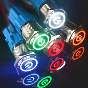 Resim 1 Set 16Mm 12-24V/220V LED Metal Buton Anahtarı Işık Kendiliğinden Kilitlenen/Anlık Sıfırlama Düğmesi 
