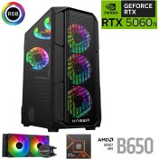 Resim Xaser Thunder X700 Ryzen 5 7500F 16GB Ddr5 Ram 1tb M.2 Nvme SSD 8gb RTX5060TI Sıvı Soğutmalı Oyuncu Bilgisayarı 