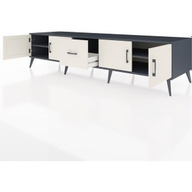 Resim Kronos Tv Ünitesi 2 Raflı Tek Çekmeceli 4 Kapaklı 220x59x51 Antrasit-aytaşı Aytası/aytası - Antrasıt 