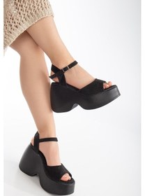 Resim Suins Biana Kadın Dolgu Taban Dana Süet Sandalet 001 