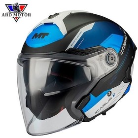 Resim Mt Helmets Cosmo Sv Icarus B7 Mat Güneş Vizörlü Yarım Kask Mavi 