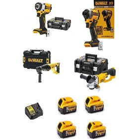 Resim Dewalt DCH133NT ( 2.6 J ) + DCF850NT ( 206 Nm ) + DCG412NT ( 125 mm ) + DCF922NT ( 400 Nm ) + 4x 5 Ah +1 Adet Dolum Cihazı 