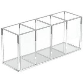 Resim Ganzhoushop Akrilik Kalemlik 4 Bölmeli Şeffaf Makyaj Fırçaları Tutucu Kalem Düzenleyici Aksergery Hediye 