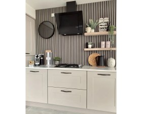 Resim Özbir Kitchen Yeni Gri Akustik Duvar Paneli 100X240 Ahşap Duvar Paneli 