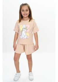 Resim Toontoy Kids Toontoy Kız Çocuk Ponny Baskılı Şortlu Takım Bej 