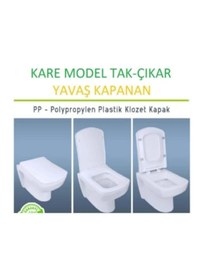 Resim Kare Klozet Kapağı Yavaş Kapanan Yerli Üretim Amortisörlü 