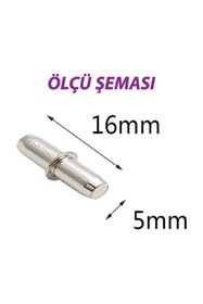 Resim GLASWEN Metal Halkalı Raf Pimi Cam Ahşap Metal Raf Tutucu Çivisi Mobilya Dolap Pimi (50 Adet) 