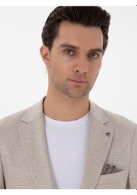 Resim Cacharel Bej Slim Fit Dokulu Takım Elbise 