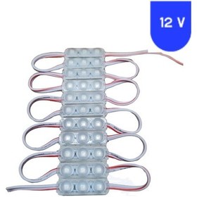 Resim 12 Volt 1.5 Watt Mini 3 Lensli Mavi 2835 Smd Led Modül Ip65 10 Adet Modül 