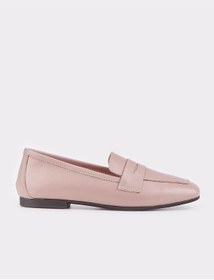 Resim Cabani Hakiki Deri Pembe Loafer Kadın Ayakkabı 