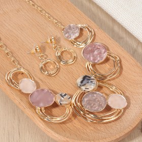 Resim 3 parça küpe 2 kolye 1 tatlı sevimli şık zarif günlük kadın takı seti çinko alaşım emaye yuvarlak KC günlük tatil parti müzik festivali ilkbahar yaz düğün tatil hediyesi 