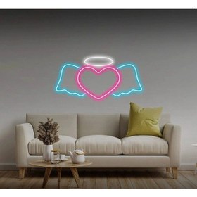Resim Twins Led Kalpli Kanat Şekilli Neon Tabela Pembe Model:model:64243366 