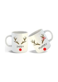 Resim Yeni Yıl Anne Baba Noel Temalı 2 Li Kupa Bardak Beyaz 