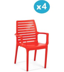 Resim Omnipazar Sy-2503 Plastik Adam Bahçe Koltuk Sandalye 4'lü Set Kırmızı Kırmızı 