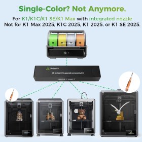 Resim Cfs'li Creality K1 Serisi Cfs Yükseltme Kiti, Geliştirilmiş Çok Renkli Baskı Aksesuarları Creality Filament Sistemi K1 Se, K1, K1C, K1 Max Entegre Püskürtme Ucuna Sahip 3D Yazıcılar 