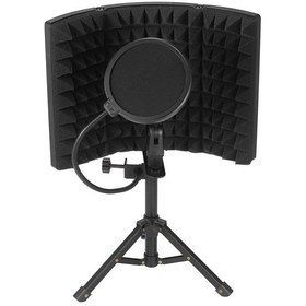 Resim Ranyeek Mikrofon Gürültü Engelleyici: Üç Bölmeli Katlanabilir Ses Yutucu Ekran, Tripodlu Ayak Ve Pop Filtresi İle Kayıt Stüdyosu İçin 10.1" 