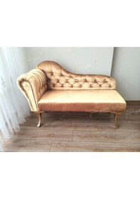 Resim Dekoratif Bihter Koltuk Josefin Puf 130 Cm Gold Ayak Vizon 