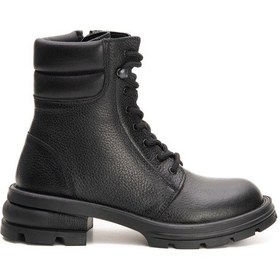 Resim Hakiki Deri Kauçuk Kaymaz Taban Postal Bot Siyah 