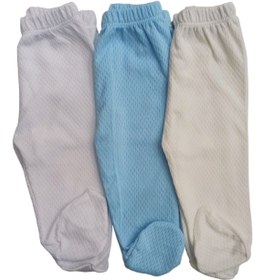 Resim bebedino Bebek Patikli Alt Hava Alır Kumaş Düz Renk (3 Lü Paket Beyaz-krem-mavi) 