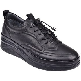 Resim Beety Hakiki Deri Dolgu Taban Comfort Kadın Ayakkabı Bee-121 Siyah Siyah 