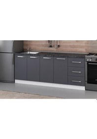 Resim Minar 205 Cm Mutfak Dolabı Beyaz Antrasit 205-A1-Alt Modül Beyaz 