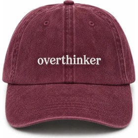 Resim "overthinker" Estetik Söz Nakışlı Vintage Yıkamalı Beyzbol Şapkası 