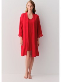 Resim Suwen Amour Uzun Sabahlık Sh26101615082 Kırmızı 