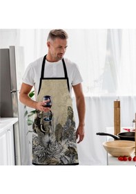 Resim Fil Tasarımlı Mutfak Önlüğü Keten Kumaş, Uluslararası Yıkama Ve Solmama Sertifikası Çok Renkli 