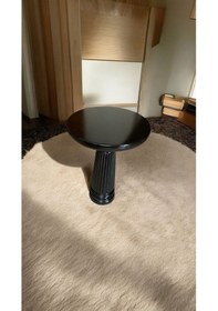 Resim Wooden Ahşap Tekli Mantar Yan Sehpa Modern Siyah Renk Fiskos Siyah 