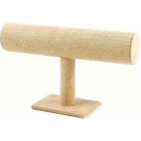 Resim Sunshine011 Linen Oval Takı Standı - Bileklik & Saat Tutucu, Kadın Aksesuar Organizer 