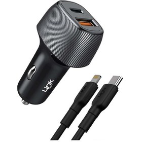 Resim LinkTech C498 38W 2x USB Type-C - Lightning Kablolu Araç Şarj Aleti 