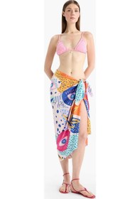 Resim Defacto Regular Fit Desenli Saten Plaj Eteği-fall İn Love B1443ax25hspn219 Pembe 