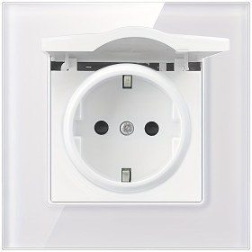 Resim Kapaklı Tek Çıkışlı Alman Çıkışı 16A 250V Beyaz/Siyah İki Renkli PC Malzeme/Isıya Dayanıklı Cam Malzeme Banyo Lavabo ve Yıkama Makinesi vb. için Uygun 
