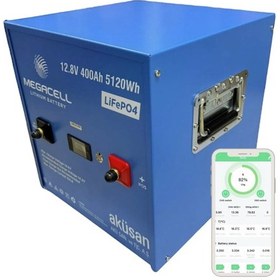 Resim Megacell 12.8v 400ah Lifepo4 Lityum Akü Dik Kasa Bluetoothlu 