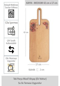 Resim Yekpare Masif Ahşap Sunum Kesme Tahtası Desenli Kayın Medium 11 