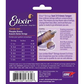 Resim Elixir 16534 Nanoweb Phosphor Bronze Akustik Gitar Teli (11-52) | 2'li Paket 