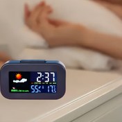 Resim Dahili Termometre Higrometre Dijital Saat ile - Fahrenheit/Celsius Arayüzü, Pil ile Çalışır (Şarj Edilebilir), Yatak Odası, Ofis, Seracılık için - Dayanıklı Plastik, 0.1°C Hassasiyet, Siyah, Nem Sensörü, Ofis Konforu, Modern Estetik, Kolay Okunabilir Ekran, Yatak Odası Alarm Saati, Modern Alarm Saati, Alarm Saati, Hava İstasyonu, Higrometre, İç Mekan Termometresi, Oda Termometresi, Nem Ölçer, Sıcaklık ve Nem Sensörü, Sıcaklık Ölçer, Dijital Termometre, Termometre 