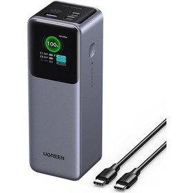 Resim Ugreen Nexode 25.0000 Mah 200w Akıllı Ekranlı Taşınabilir Hızlı Şarj Powerbank, 3 Cihaz Desteği, 35525b Gri 