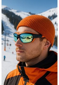 Resim Esrada Kayak Gözlüğü Antifog Ventilli Uv Korumalı Güneş Kar Gözlük Turuncu Mavi Aynalı Cam Snowboard Sporu 05 Turuncu 