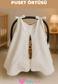 Resim Puset Ortusu/Bebek Arabasi Ortusu %100 Pamuk Muslin Beyaz 