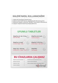 Resim Novstrap Apple Uyumlu iPad Pro 11 2/3/4 Nesil İle Bluetooth Dokunmatik Tablet Kalemi Bp26bl Pil Ekranlı Kısayol Tuşlu Stylus Pencil 