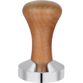 Resim Devmeer Kahve Tamperi -Koyu Ceviz Ahşap Sap - Düz Tabanlı -Espresso Tamperi - Kahve Düzleştirici - Çap: 58 mm 