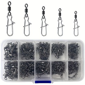 Resim 210 Adet Balıkçılık Döner Kelepçe ve Klips Bağlantı Seti - Duo-Lock Özellikli Karbon Çelik Döner Kelepçeler, Esnek Dönüş, Takım Kutusu Dahil - Sevgililer Günü, Şükran Günü, Noel, Yeni Yıl, Babalar Günü Hediyeleri İçin Mükemmel 