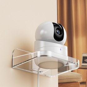 Resim 1 Adet Kolay Kurulumlu Duvara Monte Kamera Standı ve Depolama Rafı, Delme Gerektirmez - Oturma Odası İçin İdeal, Kameralar, Router'lar, Monitörler İçin Uygun - Şık Beyaz Tasarım, Yardımcı Raf 