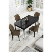 Resim Canisa Concept Canisa Rio Serisi 80 x 132 cm Mdf Açılabilir Siyah Mermer Desen Mutfak Masa Takımı + 4 Adet Sandalye 