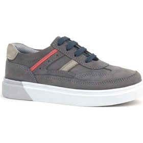 Resim Rakerplus Gri Hakiki Deri Bağcıklı Erkek Çocuk Sneaker Ayakkabı Gri 